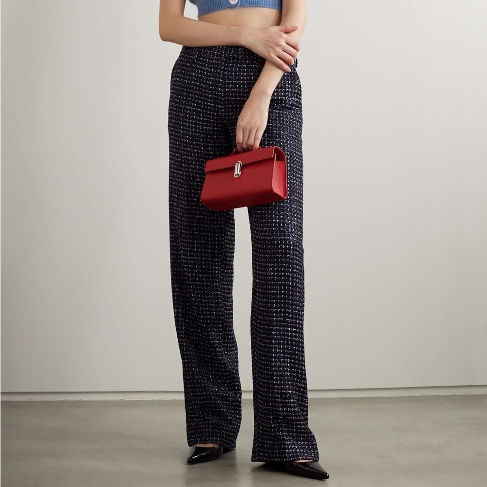 Alessandra Rich Pants Sequin‎ Checked Tweed Trouser Sz XS 0 36